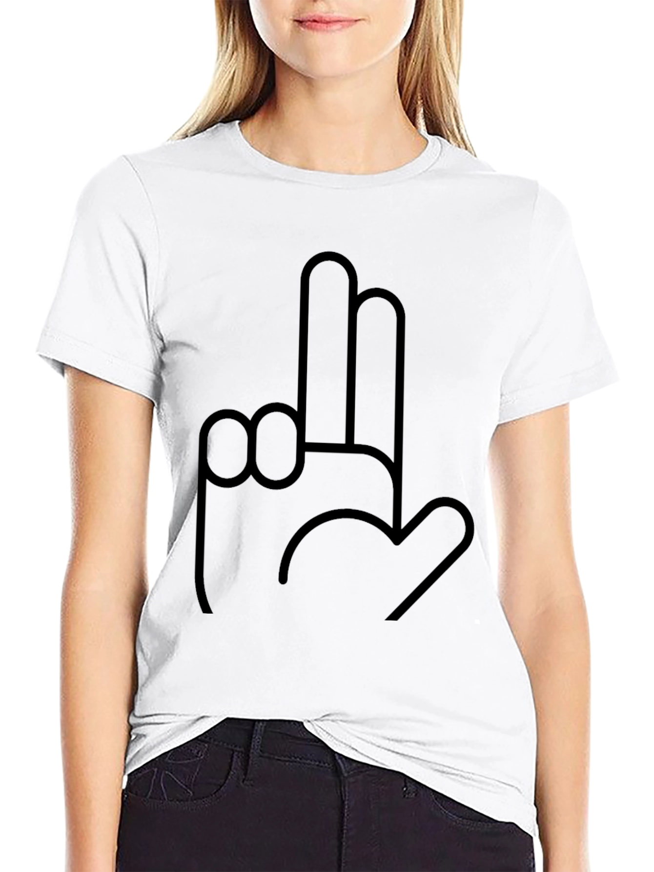 Black Graphic Tee - Shocking Hand Gesture Design