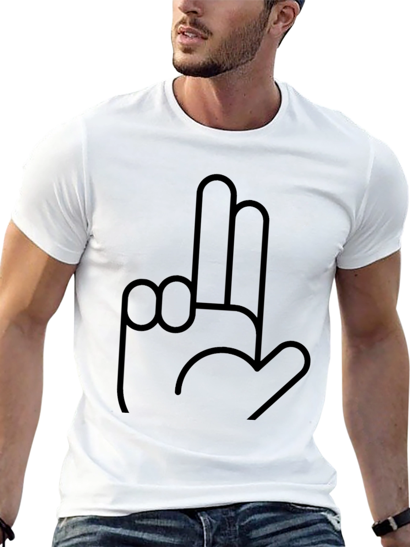 Black Graphic Tee - Shocking Hand Gesture Design