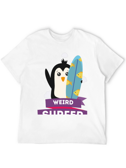 Weird Surfer Graphic Tee - Unique Penguin Design