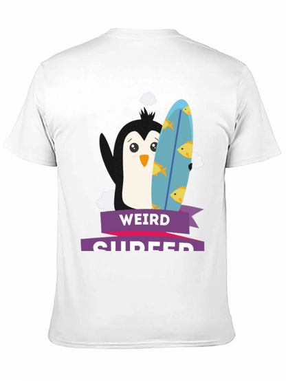 Weird Surfer Graphic Tee - Unique Penguin Design