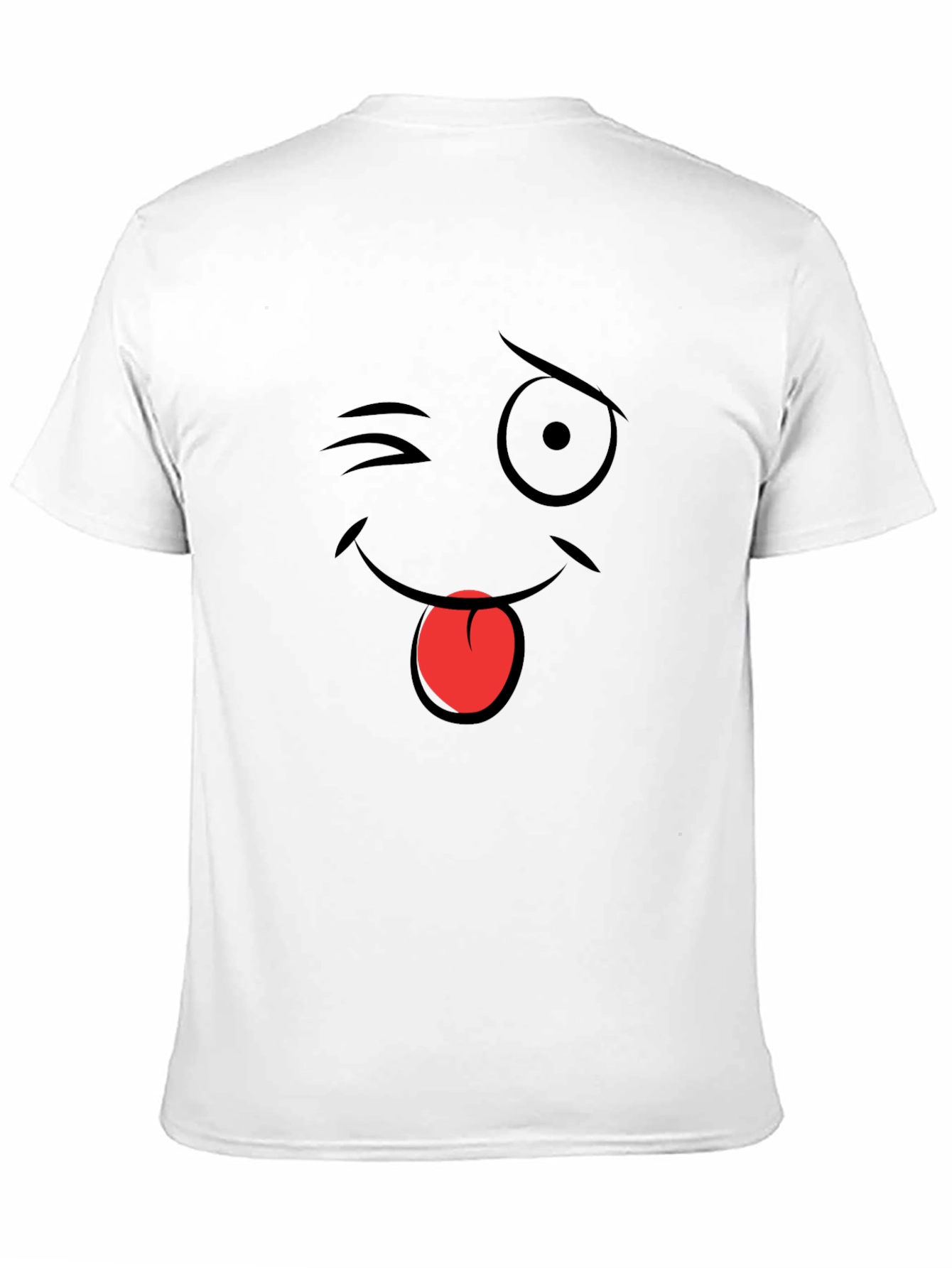 Winking Emoji Graphic T-Shirt - Black Cotton Blend