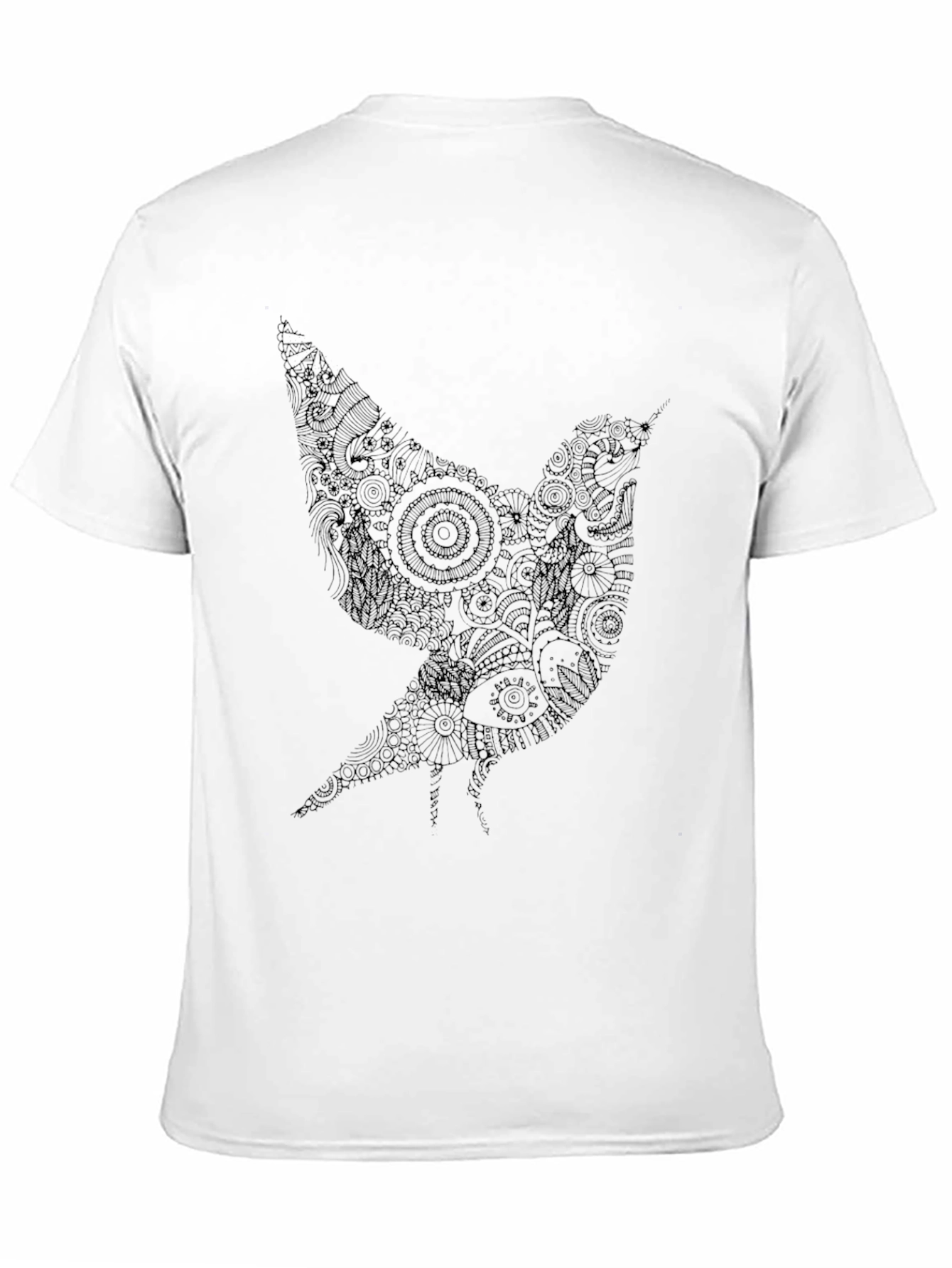 Artistic Bird Graphic Black T-Shirt