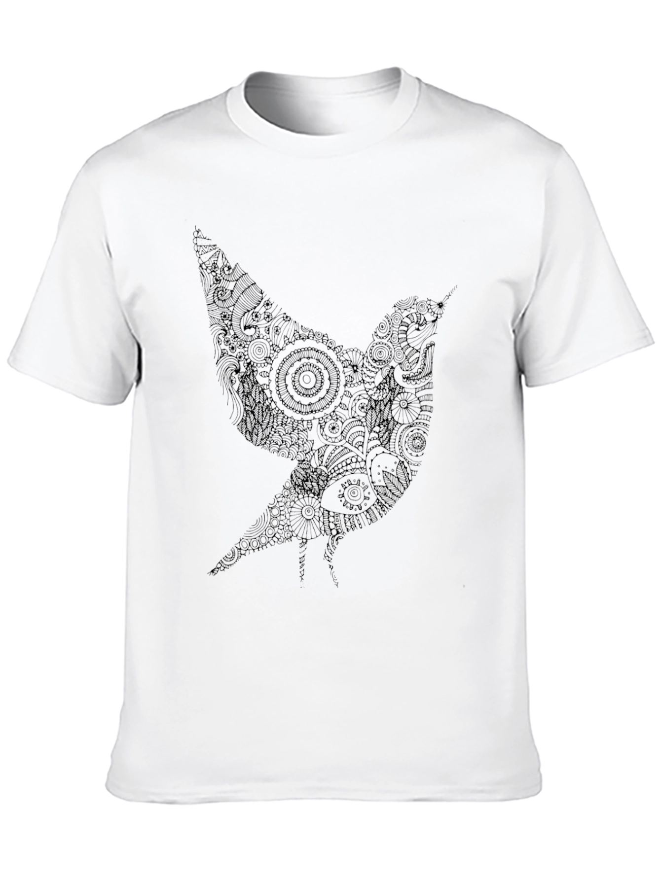 Artistic Bird Graphic Black T-Shirt