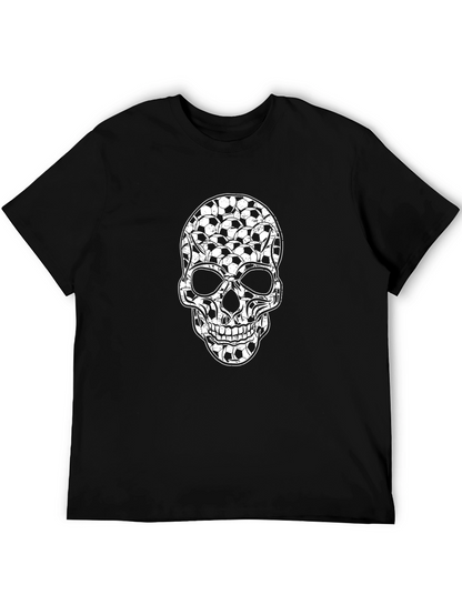 Soccer Ball Skull Graphic T-Shirt - Black