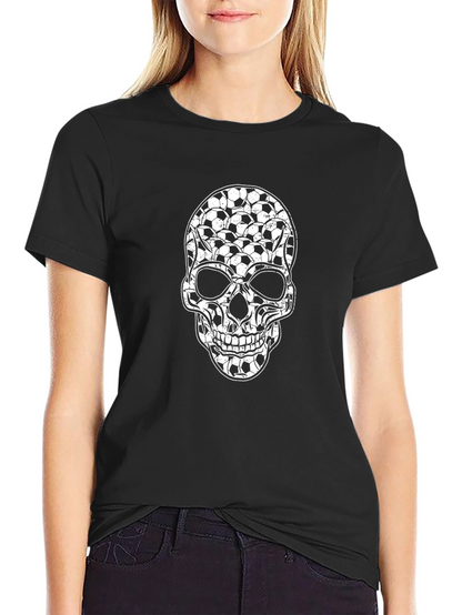 Soccer Ball Skull Graphic T-Shirt - Black