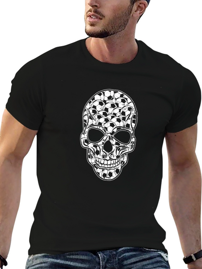 Soccer Ball Skull Graphic T-Shirt - Black