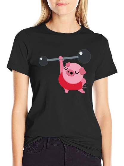 Weightlifting Pig Black T-Shirt