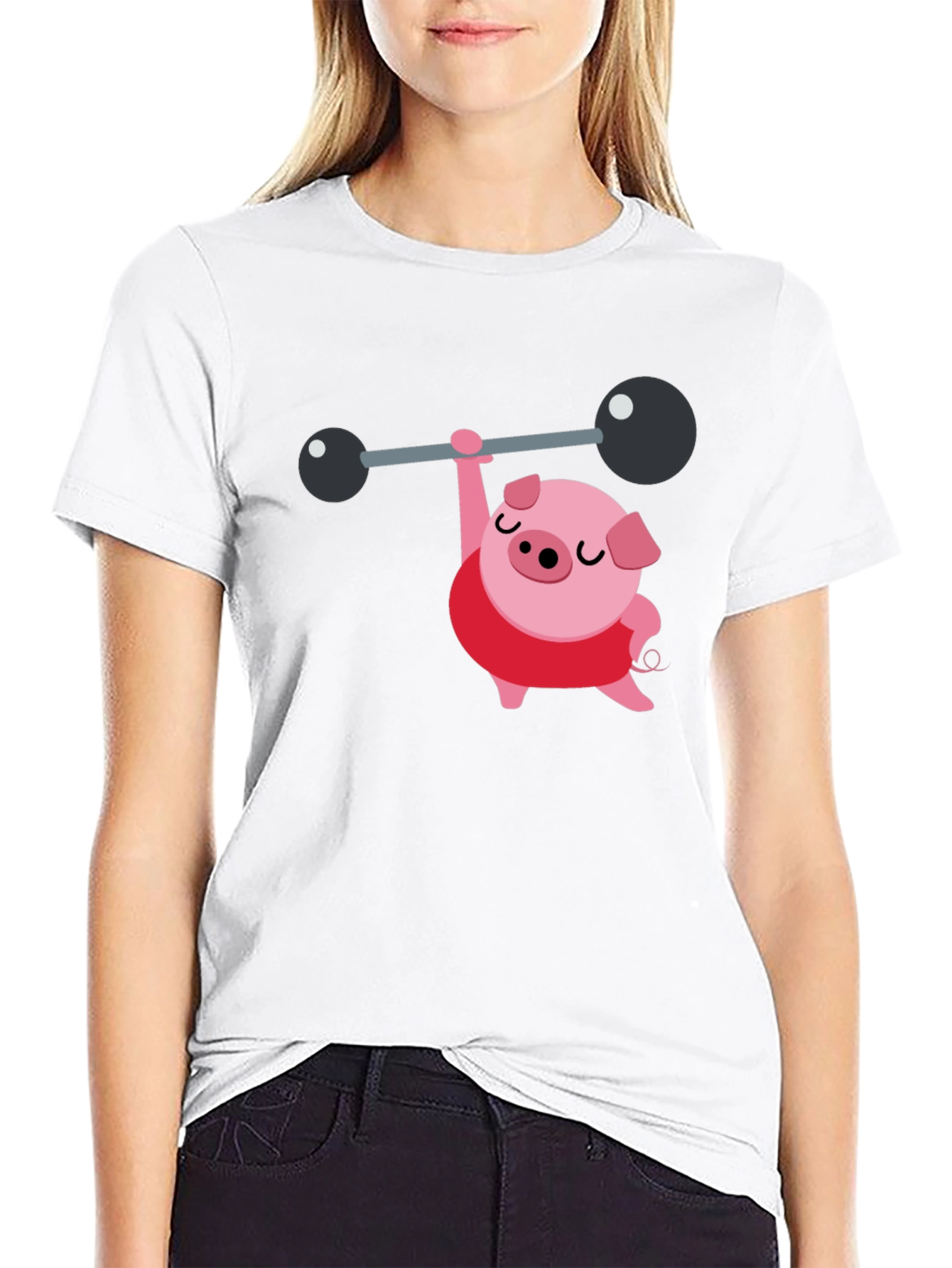 Weightlifting Pig Black T-Shirt
