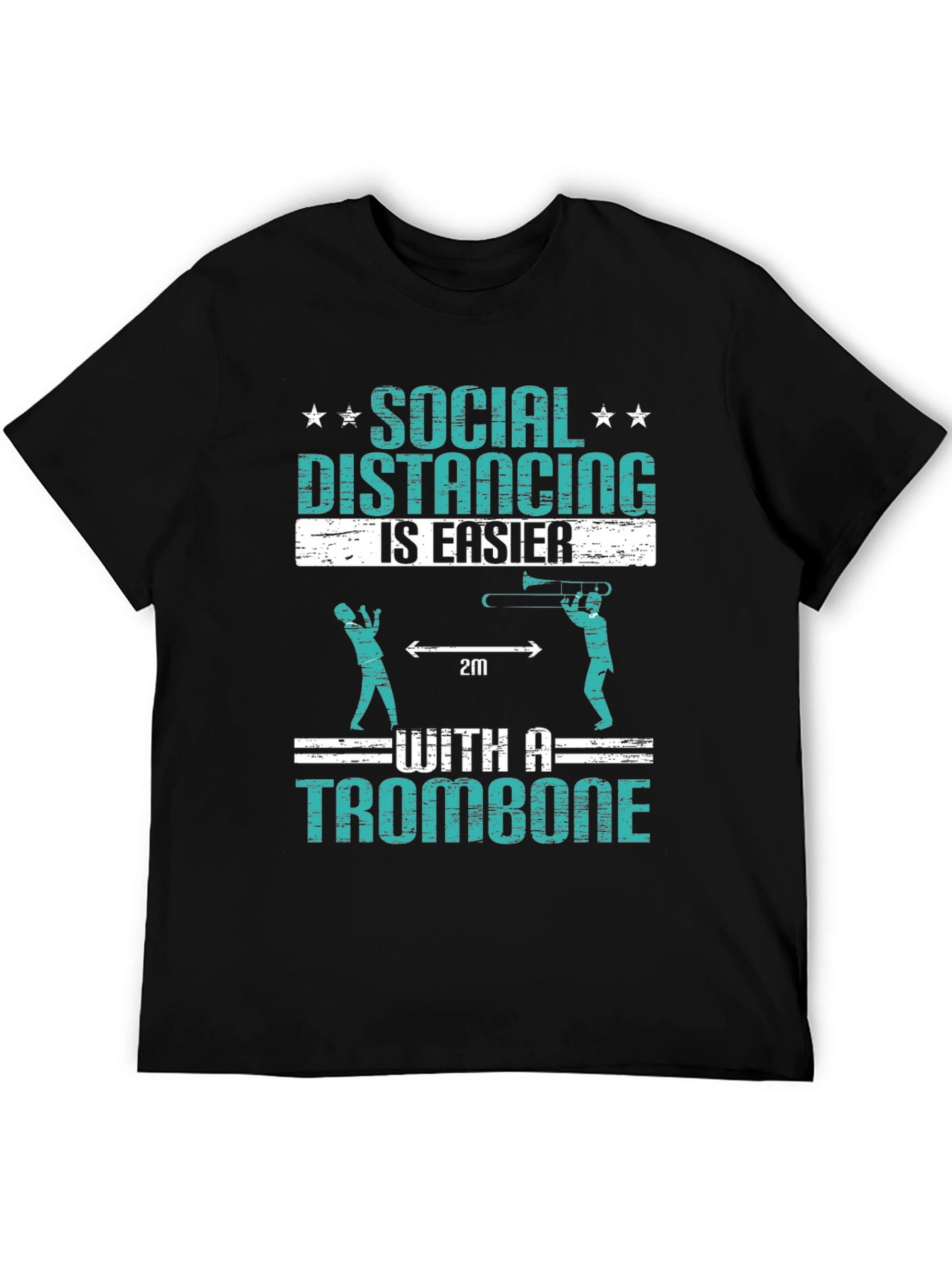 Social Distancing Trombone Humor T-Shirt