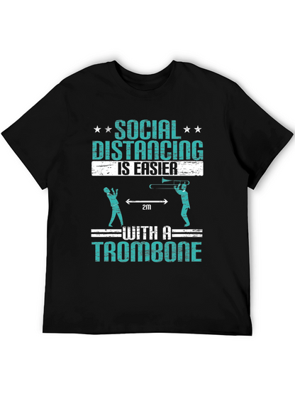Social Distancing Trombone Humor T-Shirt