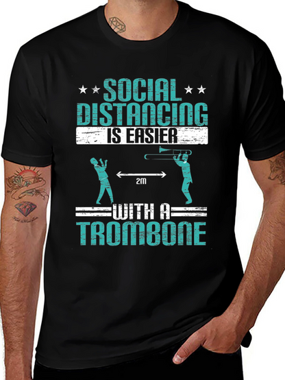 Social Distancing Trombone Humor T-Shirt