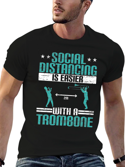 Social Distancing Trombone Humor T-Shirt