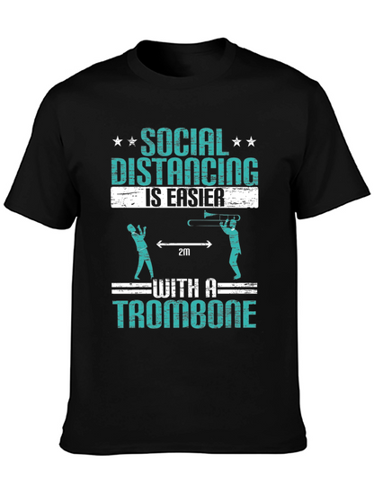Social Distancing Trombone Humor T-Shirt