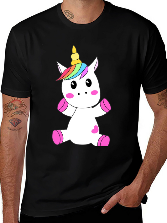 Unicorn Graphic Black T-Shirt - Cute Cartoon Design