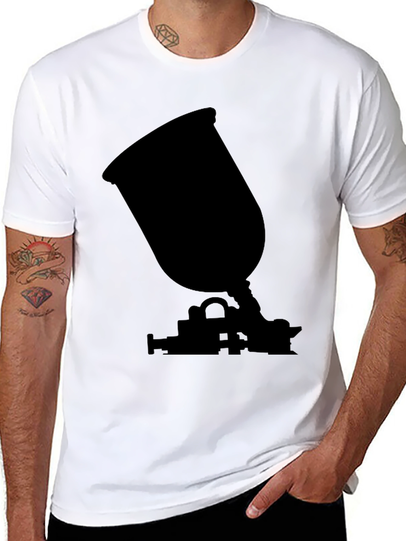 Spray Gun Silhouette Black T-Shirt