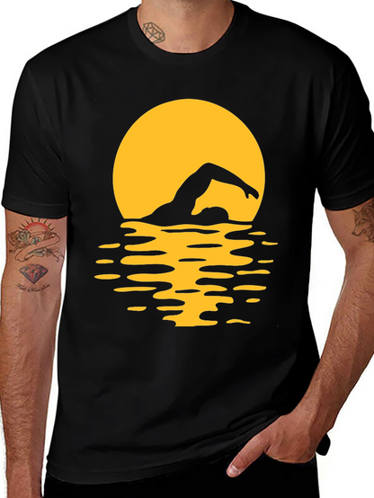 Swimmer Silhouette Tee - Sunset Swim T-Shirt