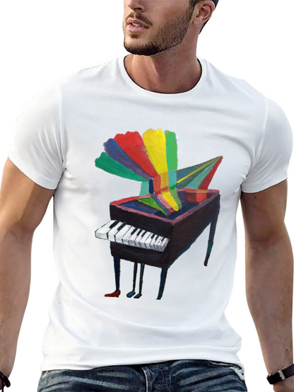 Artistic Piano Graphic Tee - Unique Music Lover Shirt