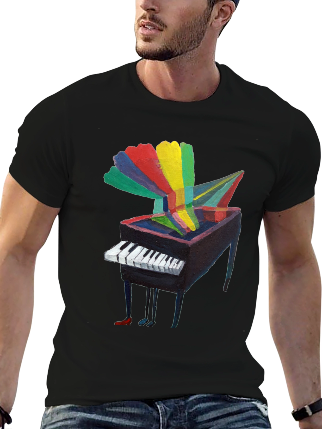 Artistic Piano Graphic Tee - Unique Music Lover Shirt