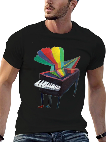 Artistic Piano Graphic Tee - Unique Music Lover Shirt