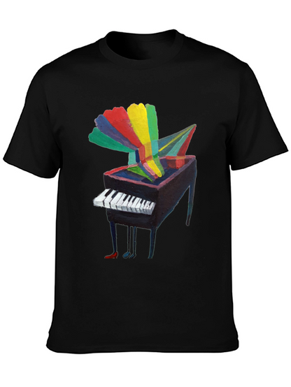 Artistic Piano Graphic Tee - Unique Music Lover Shirt