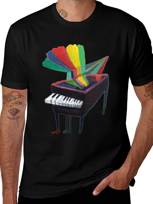 Artistic Piano Graphic Tee - Unique Music Lover Shirt