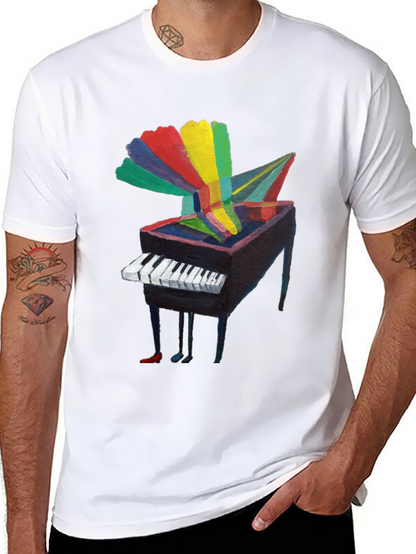 Artistic Piano Graphic Tee - Unique Music Lover Shirt