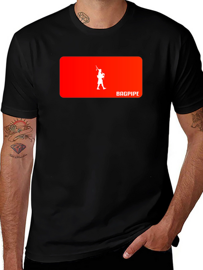 Bagpipe Musician Graphic Black T-Shirt