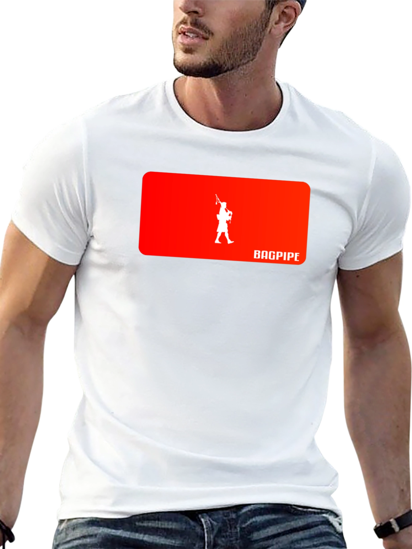 Bagpipe Musician Graphic Black T-Shirt