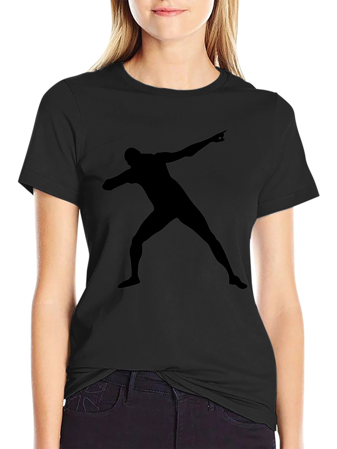 Black T-Shirt with Silhouette Man Design
