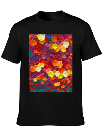 Abstract Floral Art Print Black T-Shirt