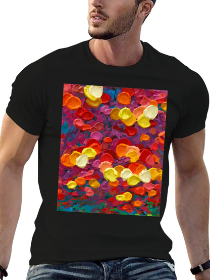 Abstract Floral Art Print Black T-Shirt