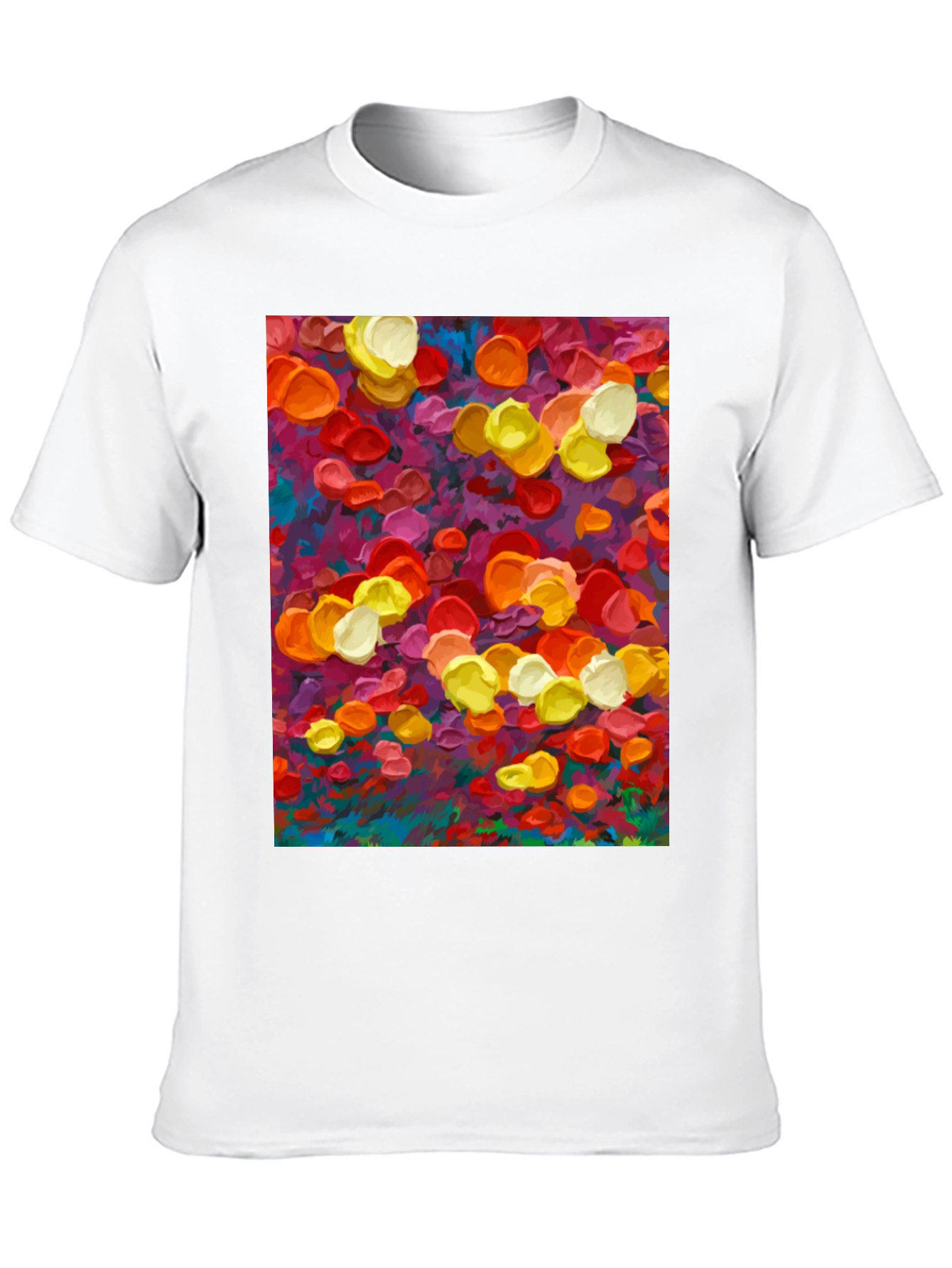 Abstract Floral Art Print Black T-Shirt