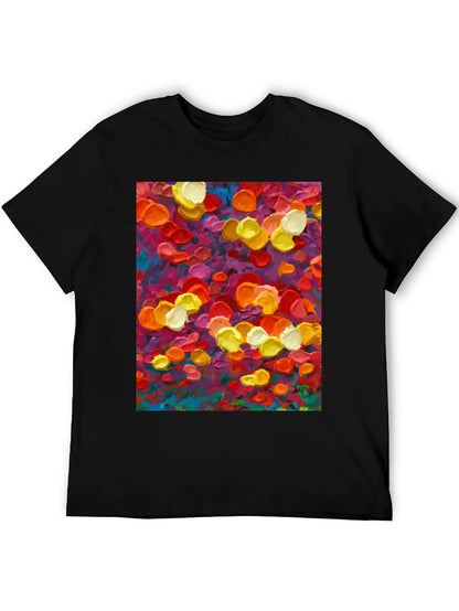 Abstract Floral Art Print Black T-Shirt