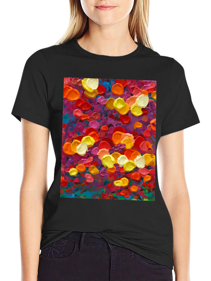 Abstract Floral Art Print Black T-Shirt