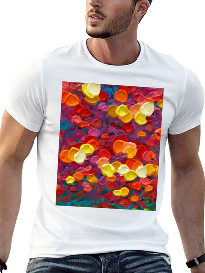 Abstract Floral Art Print Black T-Shirt