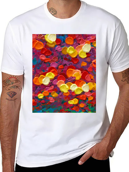 Abstract Floral Art Print Black T-Shirt