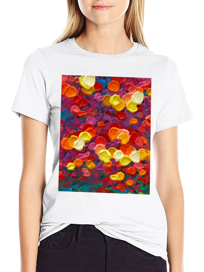 Abstract Floral Art Print Black T-Shirt