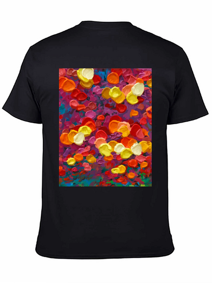 Abstract Floral Art Print Black T-Shirt