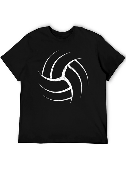 Volleyball Graphic Tee - Black Cotton T-Shirt