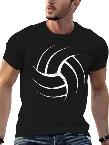 Volleyball Graphic Tee - Black Cotton T-Shirt