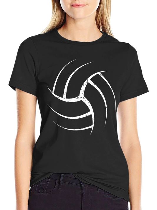 Volleyball Graphic Tee - Black Cotton T-Shirt
