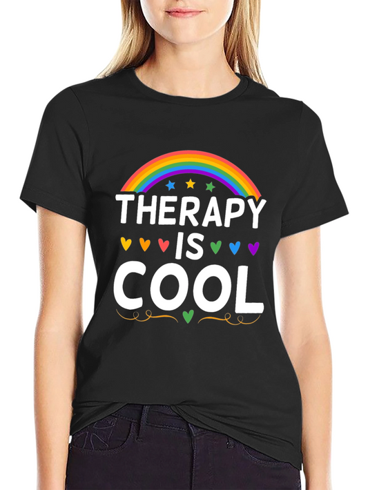 Therapy is Cool Rainbow Graphic Tee