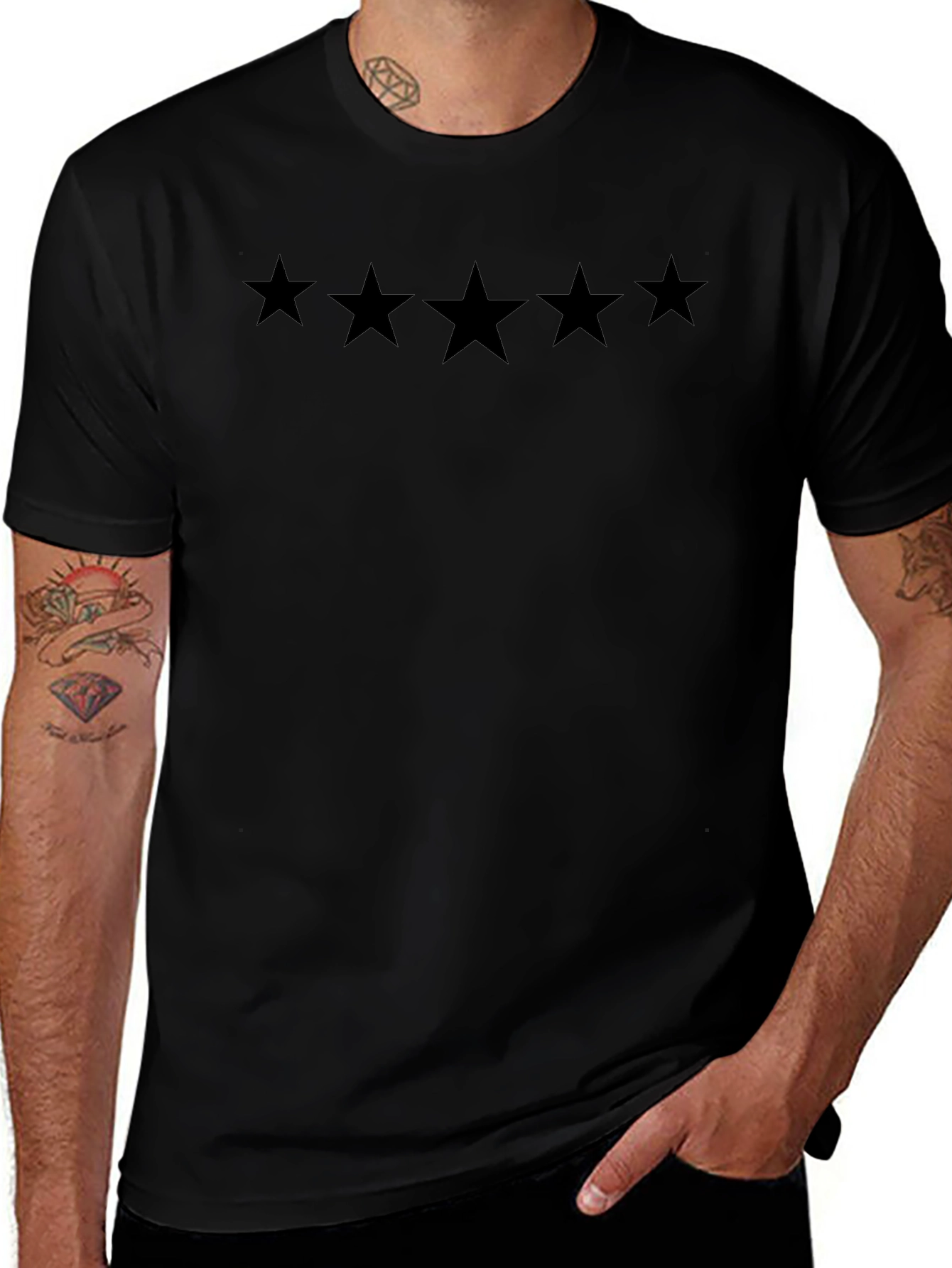 Black Five Star Graphic T-Shirt | Menswear
