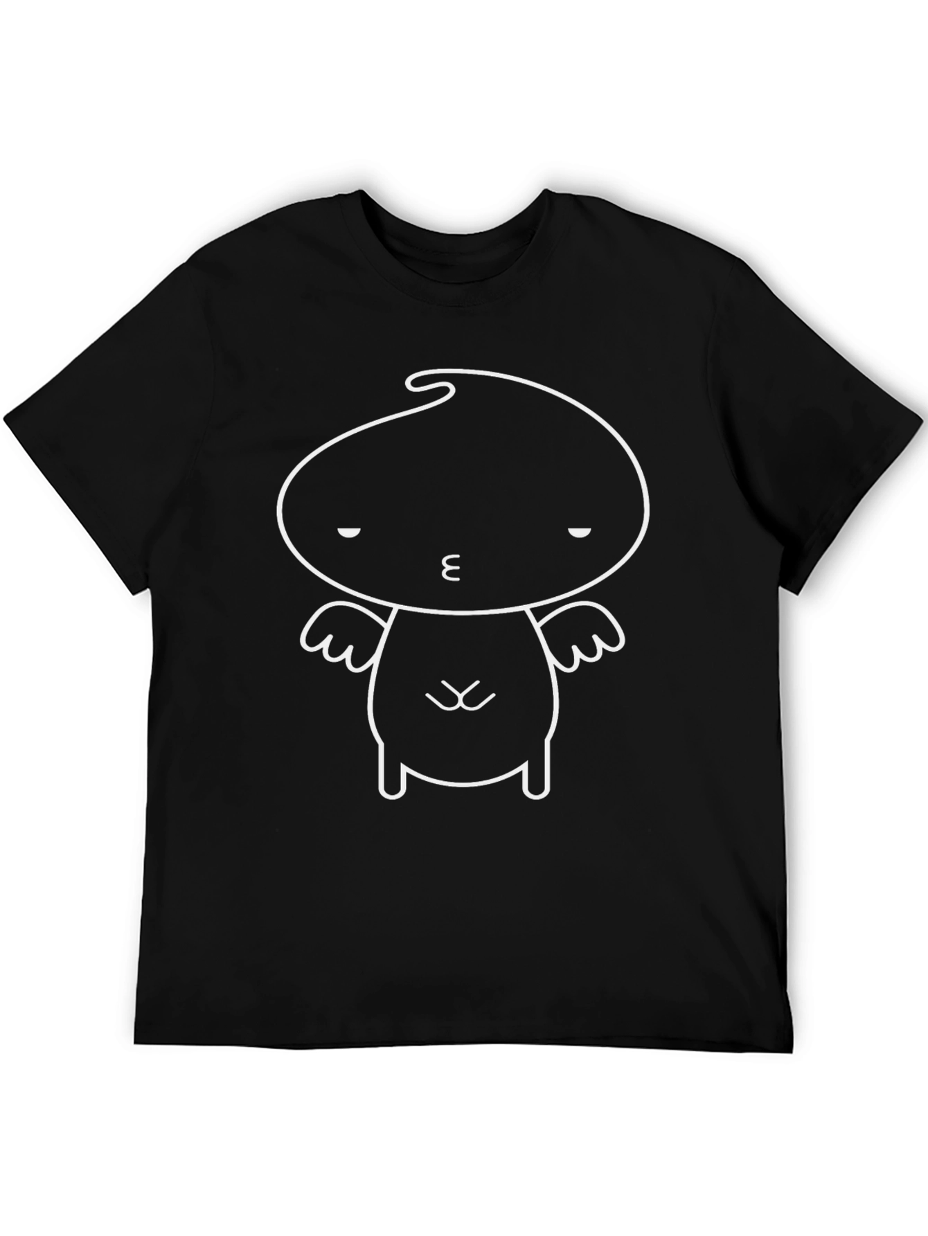 Whimsical Character Graphic Tee - Black Cotton T-Shirt
