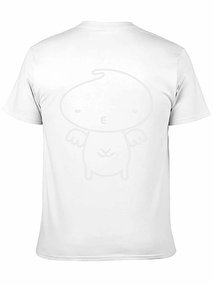 Whimsical Character Graphic Tee - Black Cotton T-Shirt