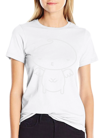 Whimsical Character Graphic Tee - Black Cotton T-Shirt