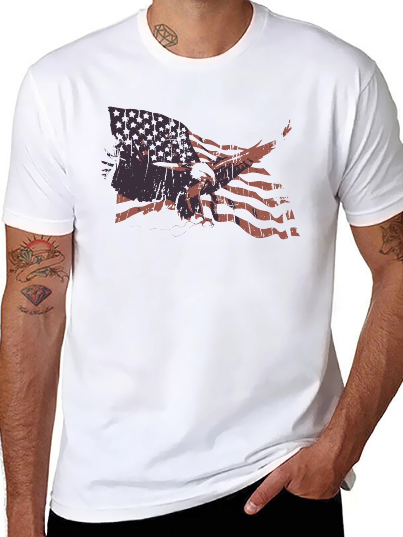 American Flag Eagle Graphic T-Shirt