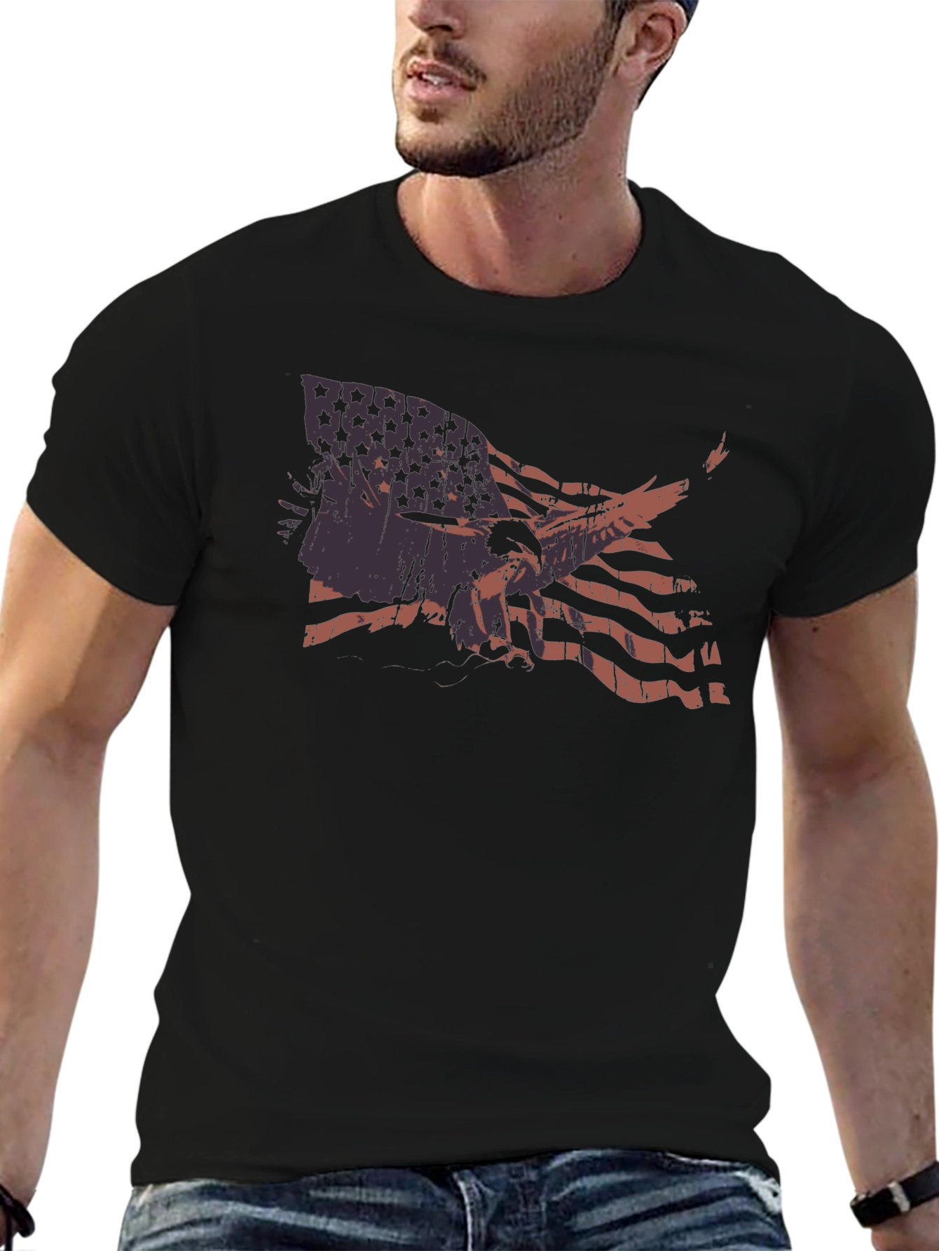 American Flag Eagle Graphic T-Shirt