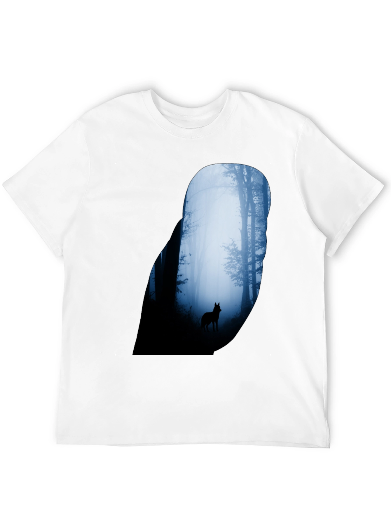 Wolf Silhouette Forest Graphic Tee - Black