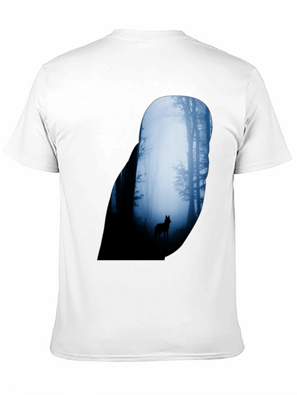 Wolf Silhouette Forest Graphic Tee - Black
